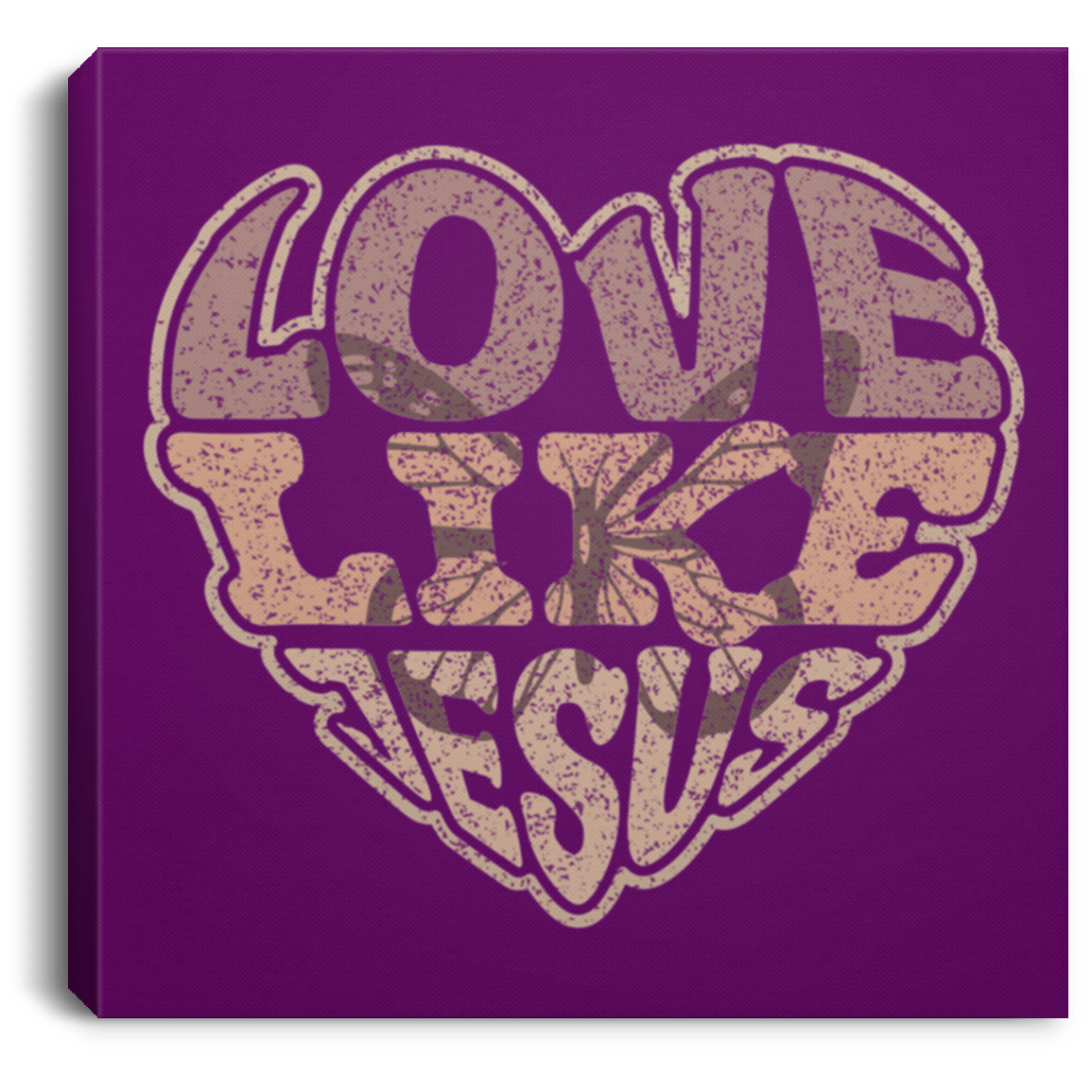 Housewares Purple / 8" x 8" Love Like Jesus | Christian | Retro |  Square Canvas | Various sizes and colors