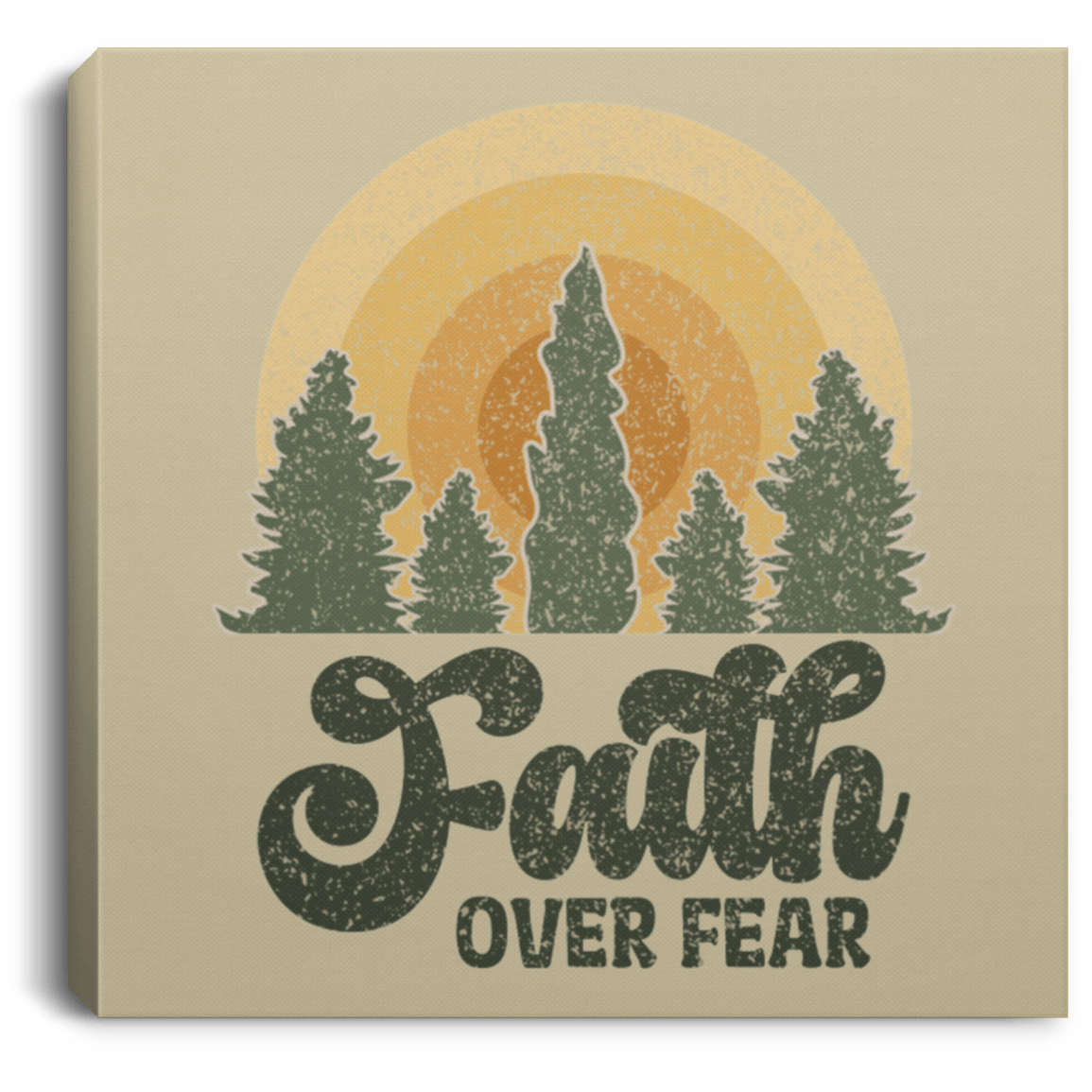 Housewares Tan / 8" x 8" Faith Over Fear | Christian | Retro | Square Canvas | Various sizes and colors