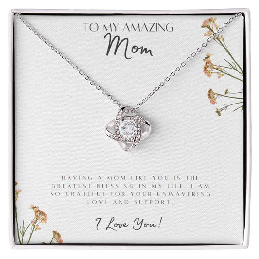 Jewelry 14K White Gold Finish / Standard Box To My Amazing Mom | Love Knot Necklace