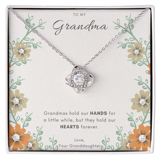 Jewelry 14K White Gold Finish / Standard Box To My Grandma | From Granddaughter | Love Knot Necklace