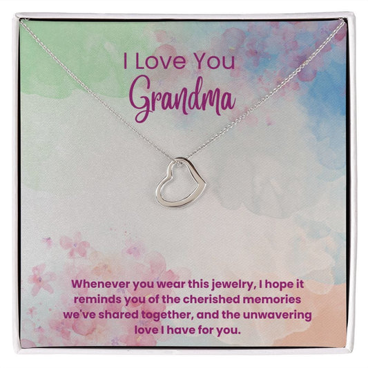 Jewelry 14K White Gold Finish / Standard Box To My Grandma | Heart Necklace