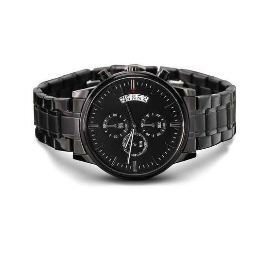 Jewelry Customizable Engraved Black Chronograph Watch