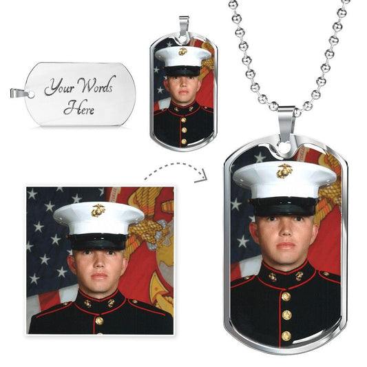 Jewelry Military Chain (Silver) / Yes Customizable Dog Tag | Picture and Message