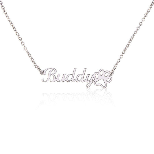 Jewelry Personalized Paw Print Name Necklace | Favorite Pet