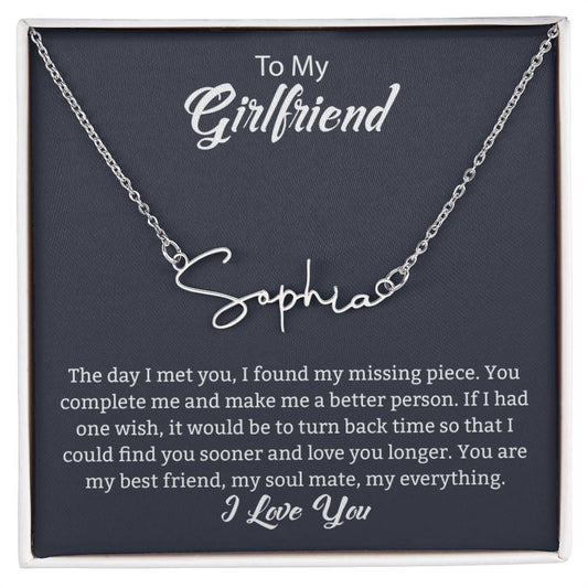 Jewelry Polished Stainless Steel / Standard Box To My Girlfriend | Best Friend | Soul Mate | Signature Name Necklace