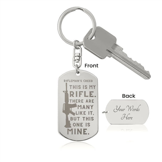 Jewelry Rifleman's Creed | Customizable Engraved Dog Tag Keychain