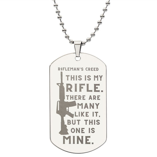 Jewelry Rifleman's Creed | Customizable Engraved Dog Tag Necklace