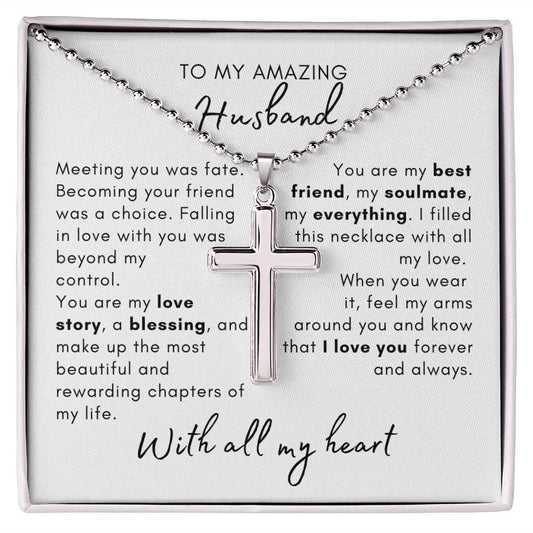 Jewelry To My Husband | Soulmate | Cross Necklace with Ball Chain