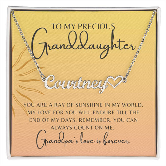 Jewelry To My Precious Granddaughter | Love Grandpa | Heart Name Necklace