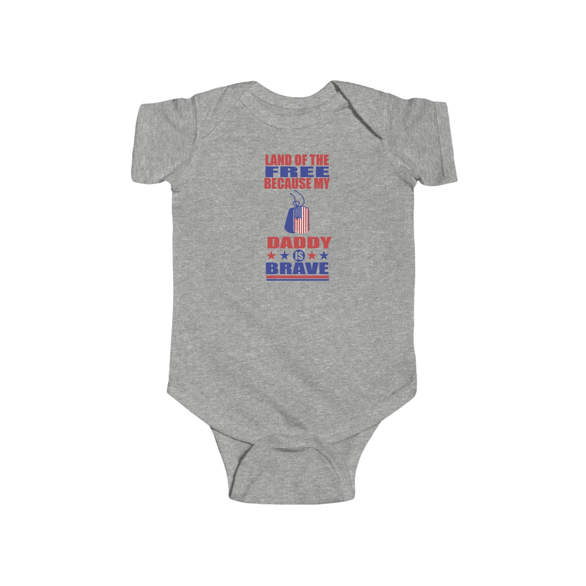 Kids clothes Heather / 6M Land of the Free Because My Daddy is Brave | Military Family | Infant Jersey Bodysuit