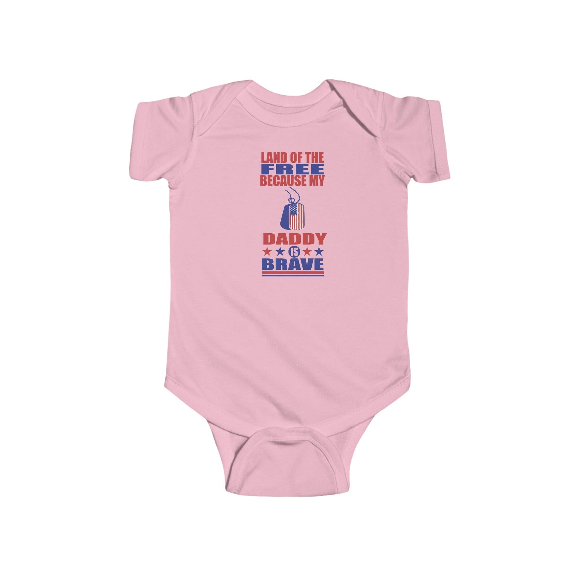 Kids clothes Pink / 6M Land of the Free Because My Daddy is Brave | Military Family | Infant Jersey Bodysuit