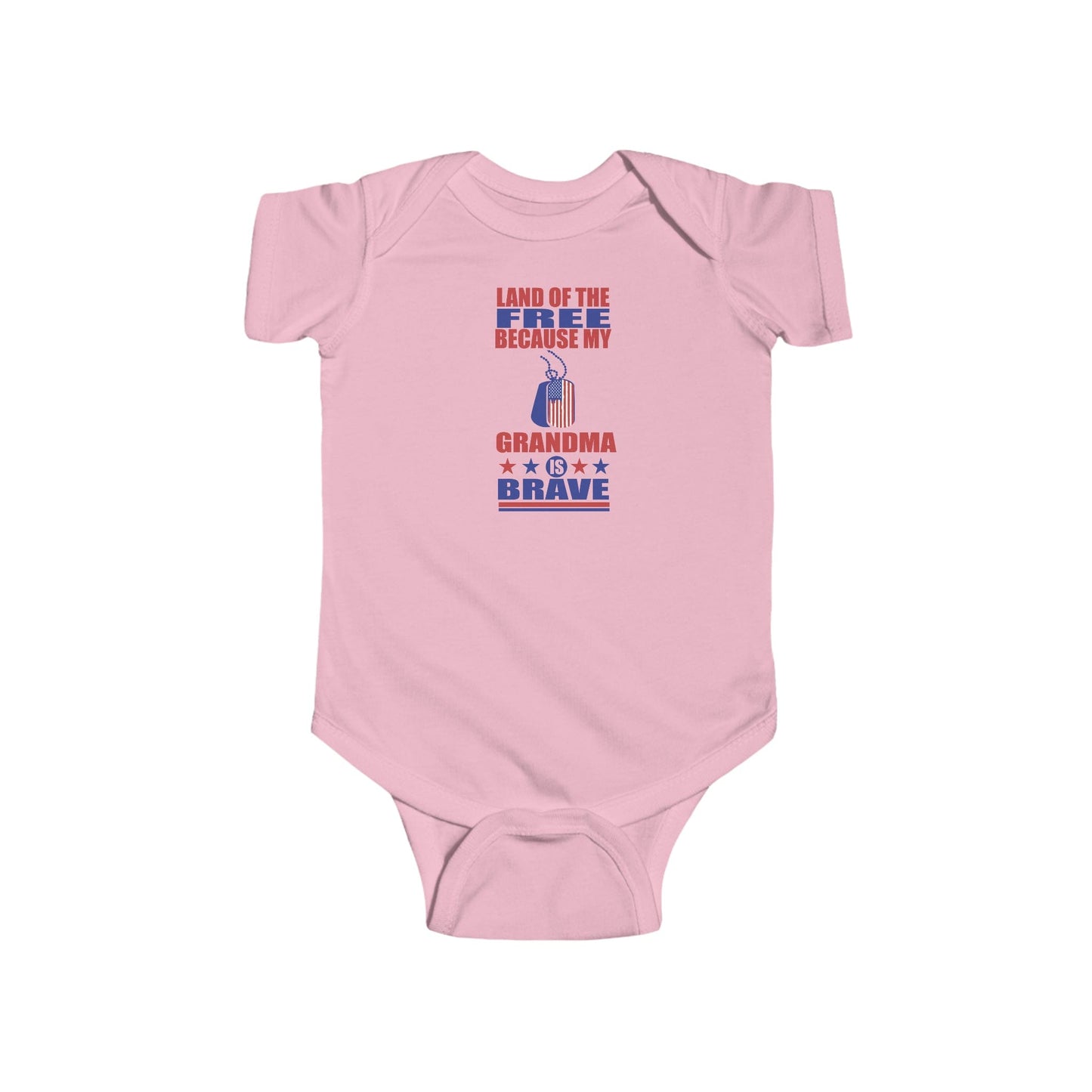 Kids clothes Pink / 6M Land of the Free Because My Grandma is Brave | Military Family | Infant Jersey Bodysuit