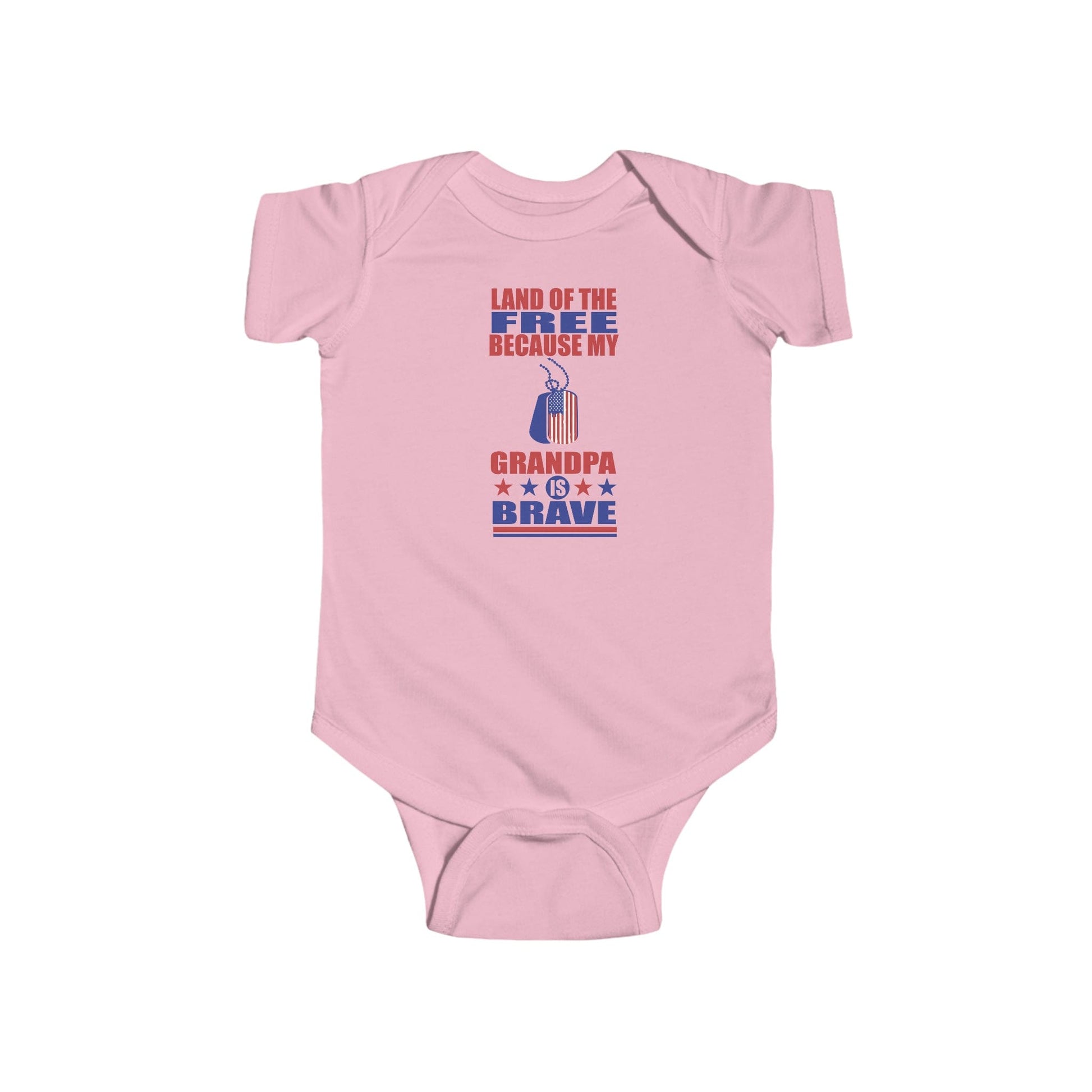 Kids clothes Pink / 6M Land of the Free Because My Grandpa is Brave | Military Family | Infant Jersey Bodysuit