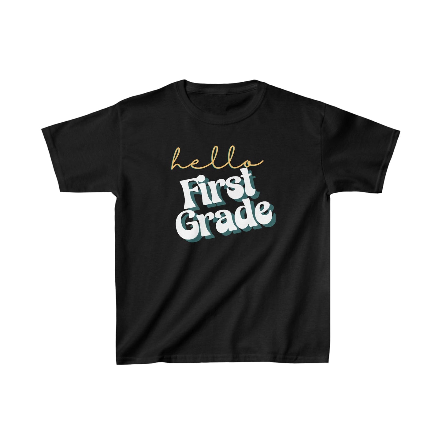 Kids clothes XS / Black Hello First Grade | Retro | YOUTH Sizes | Cotton Tee