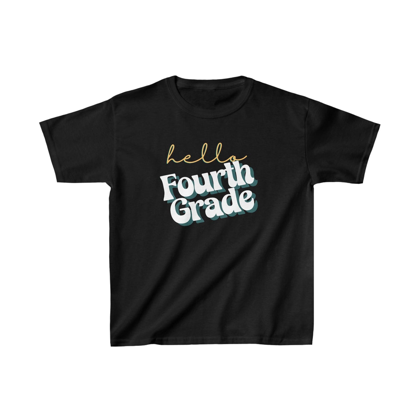 Kids clothes XS / Black Hello Fourth Grade | Retro | YOUTH Sizes | Cotton Tee