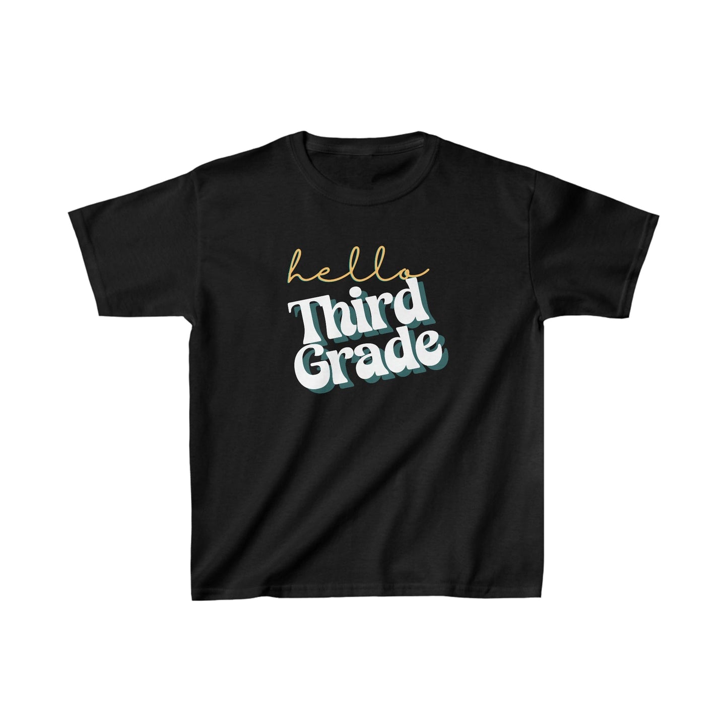 Kids clothes XS / Black Hello Third Grade | Retro | YOUTH Sizes | Cotton Tee