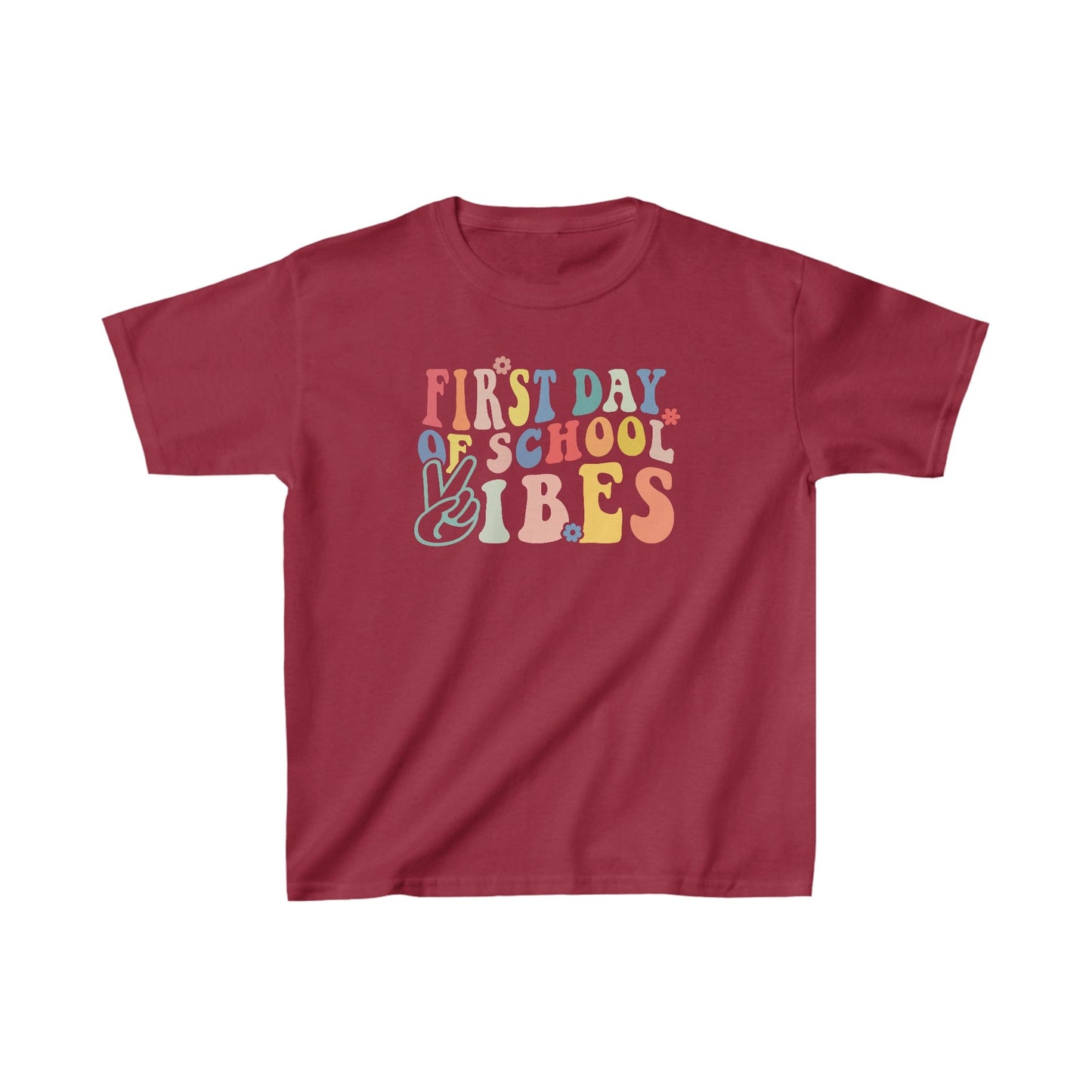 Kids clothes XS / Cardinal Red First Day of School Vibes | Retro | YOUTH Sizes | Cotton Tee