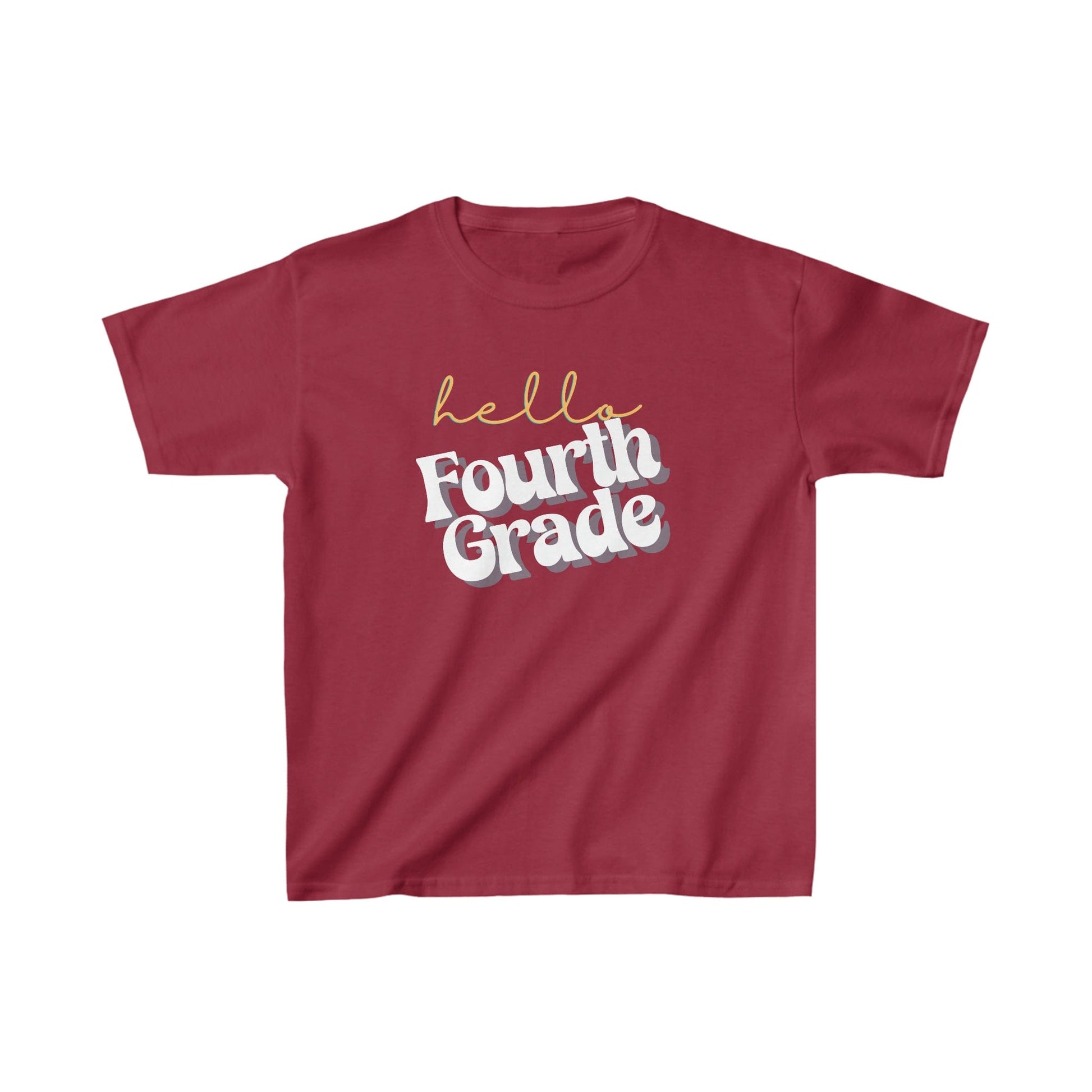 Kids clothes XS / Cardinal Red Hello Fourth Grade | Retro | YOUTH Sizes | Cotton Tee