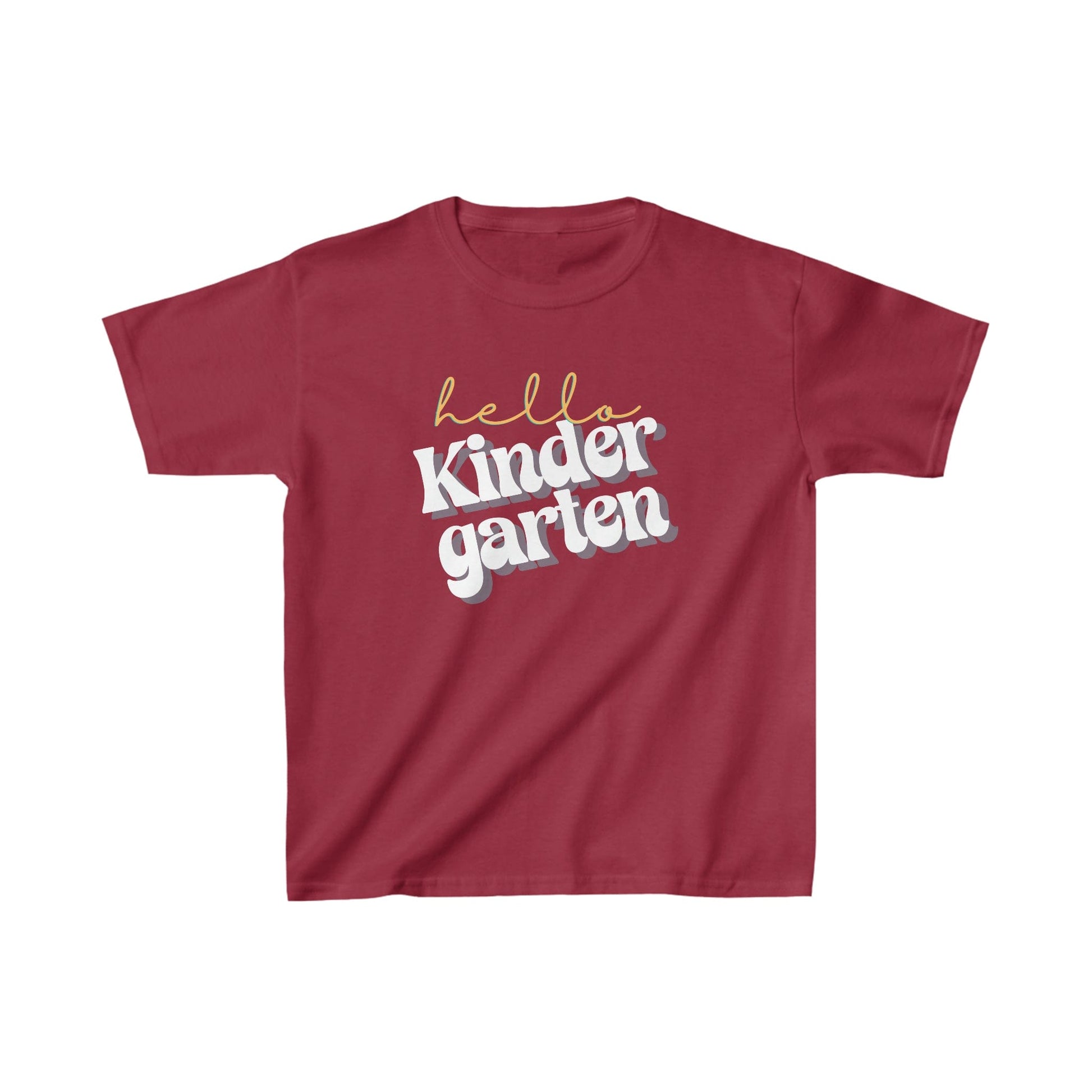 Kids clothes XS / Cardinal Red Hello Kindergarten | Retro | YOUTH Sizes | CottonTee