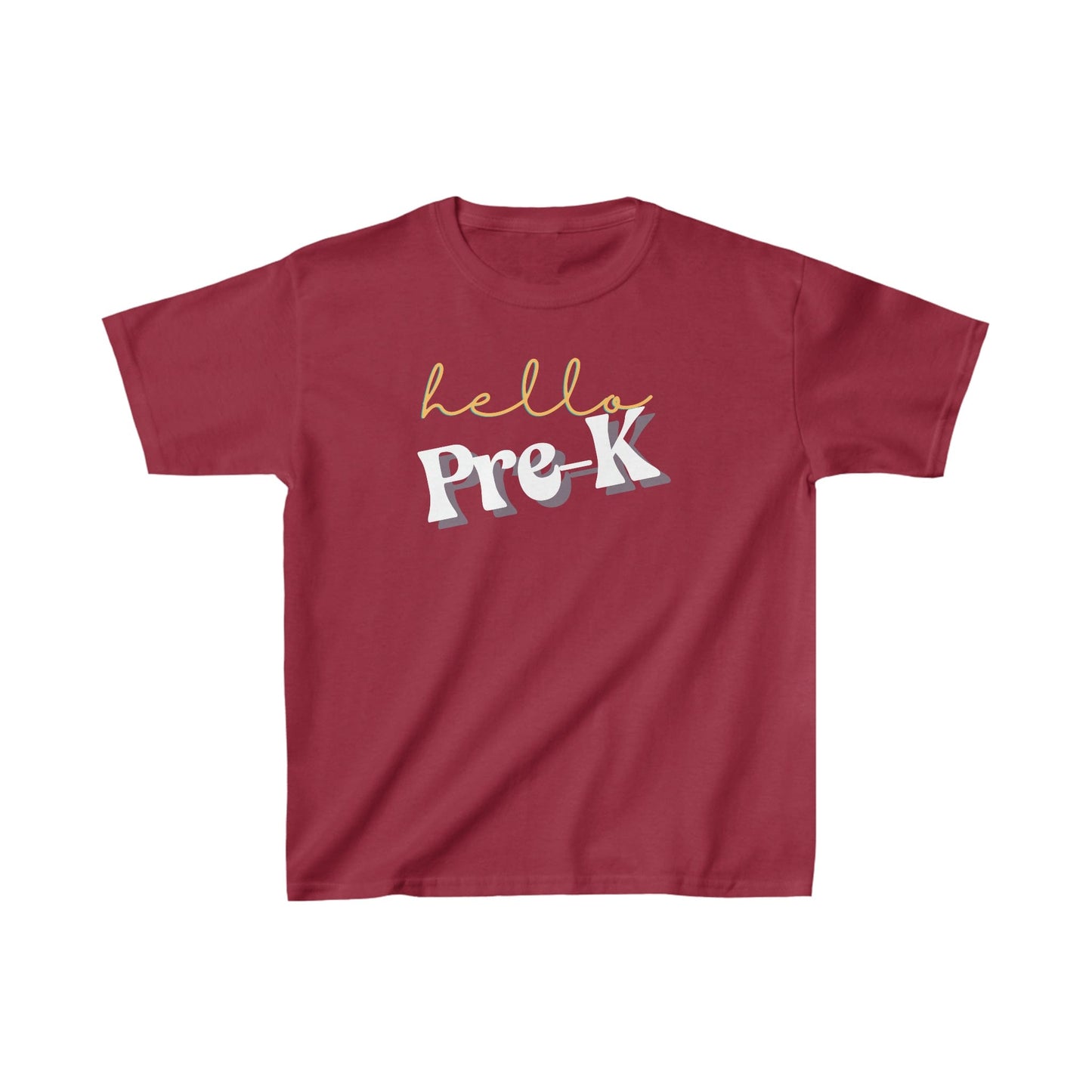 Kids clothes XS / Cardinal Red Hello Pre-K | Retro | YOUTH Sizes | Cotton Tee