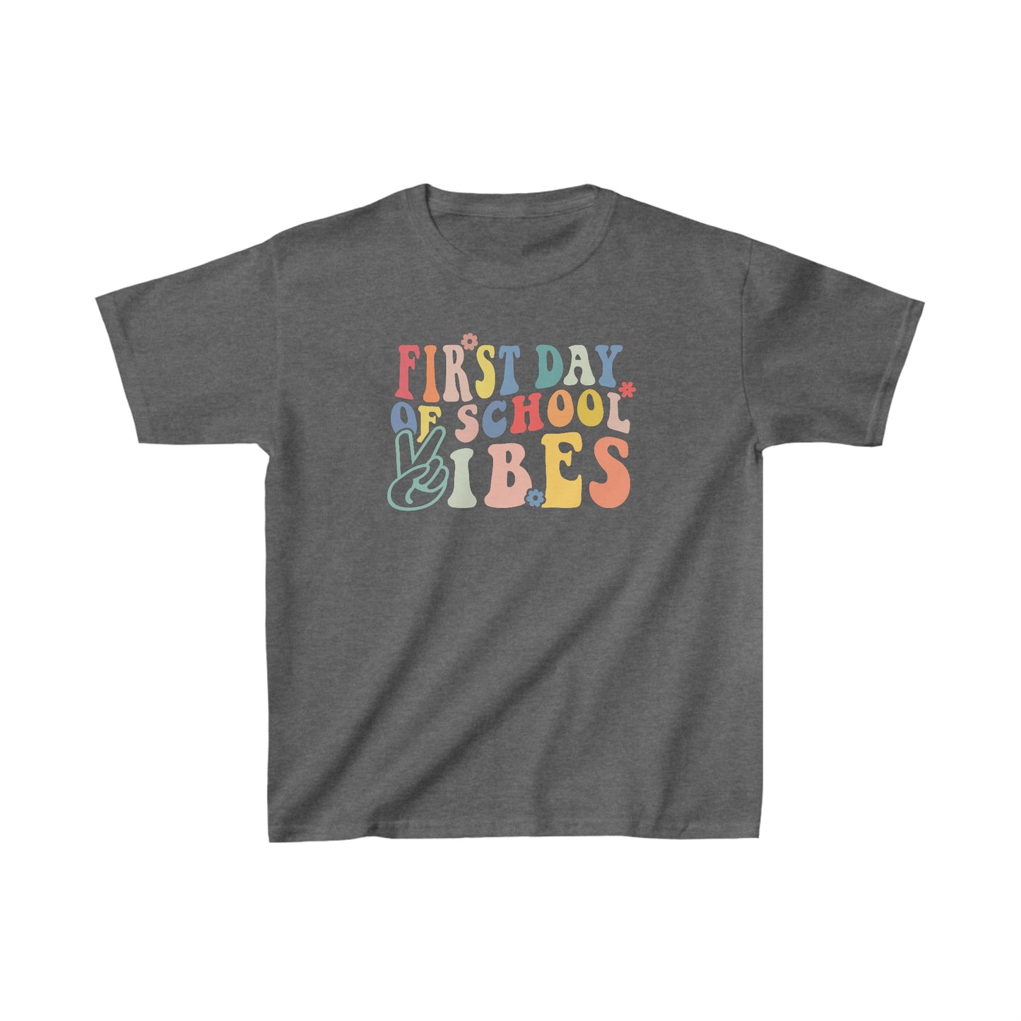 Kids clothes XS / Dark Heather First Day of School Vibes | Retro | YOUTH Sizes | Cotton Tee