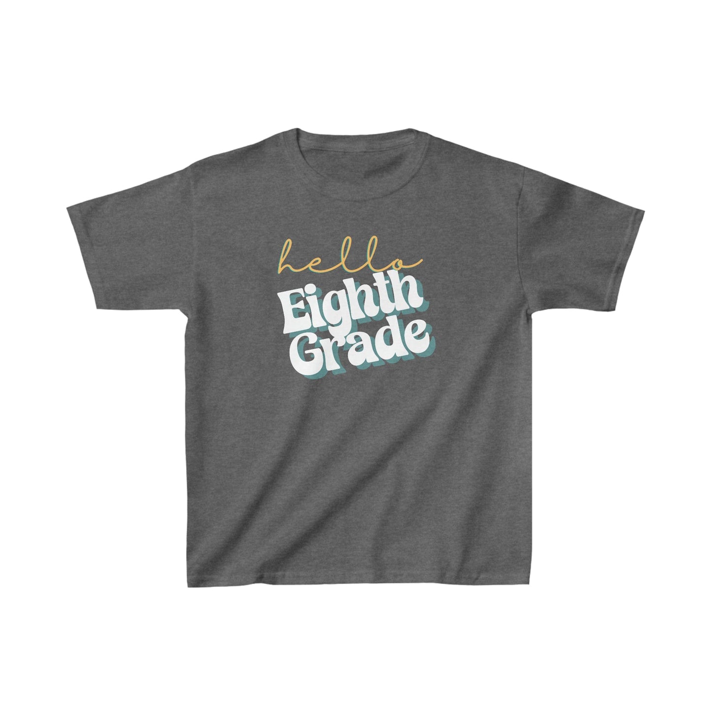 Kids clothes XS / Dark Heather Hello Eighth Grade | Retro | YOUTH Sizes | Cotton Tee