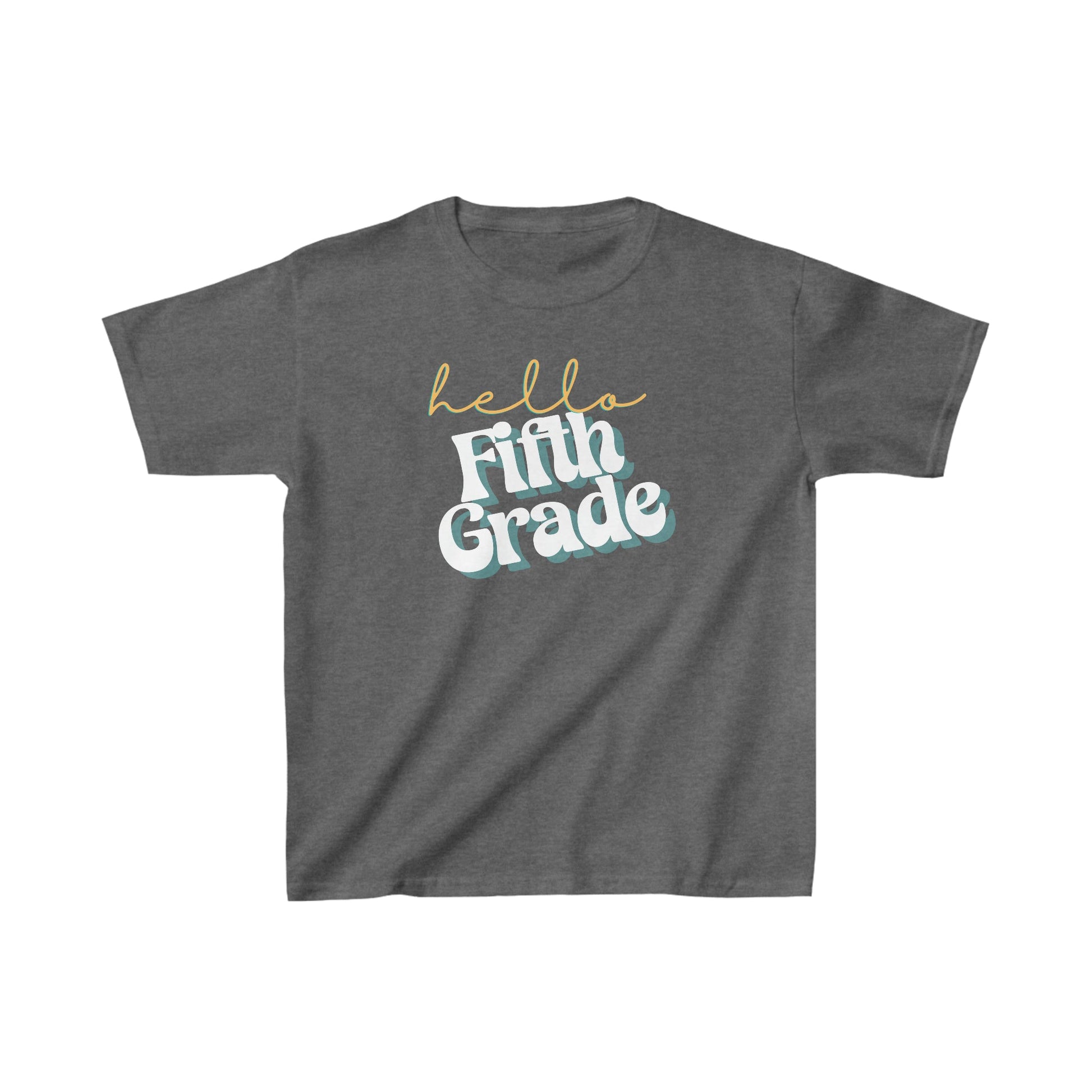 Kids clothes XS / Dark Heather Hello Fifth Grade | Retro | YOUTH Sizes | Cotton Tee