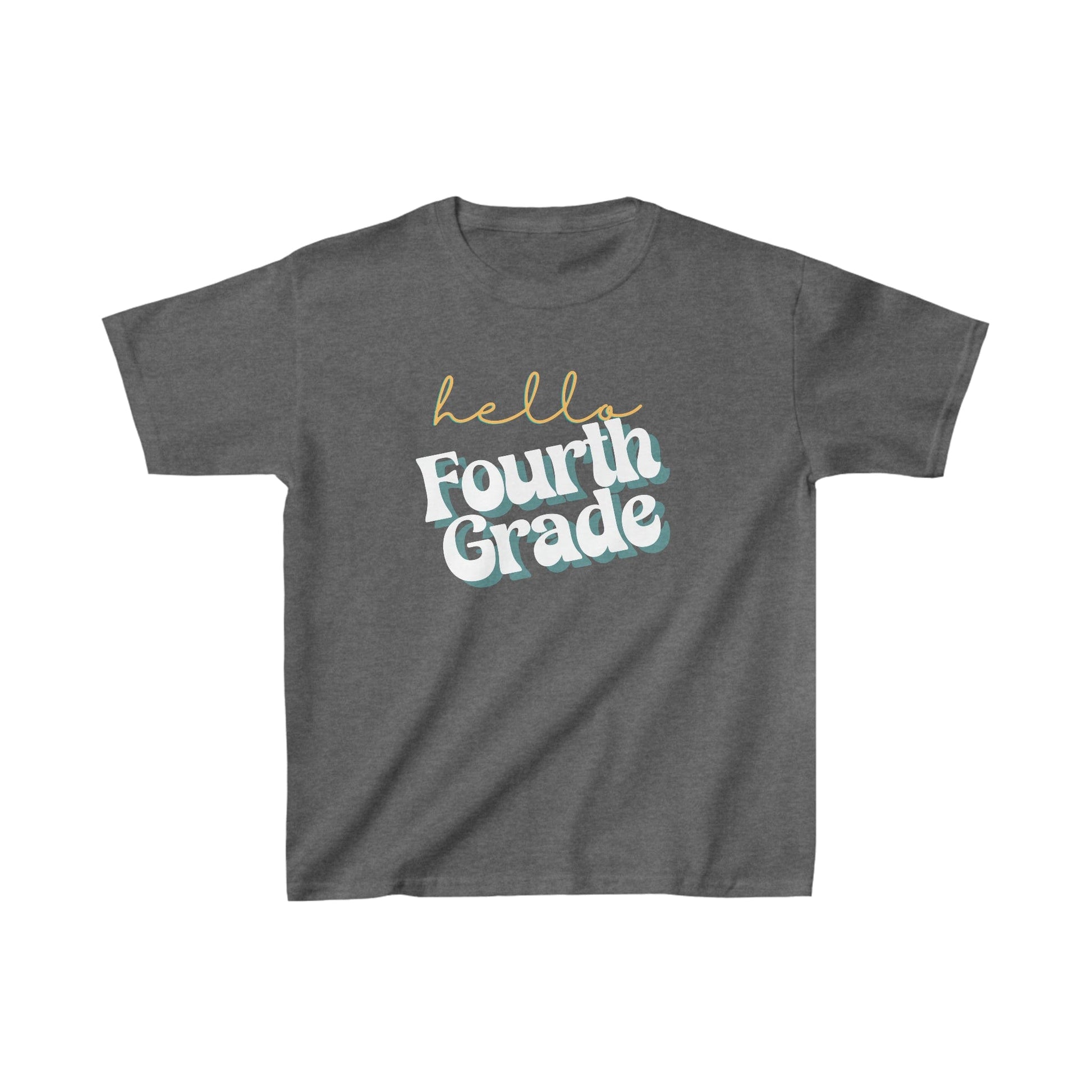 Kids clothes XS / Dark Heather Hello Fourth Grade | Retro | YOUTH Sizes | Cotton Tee