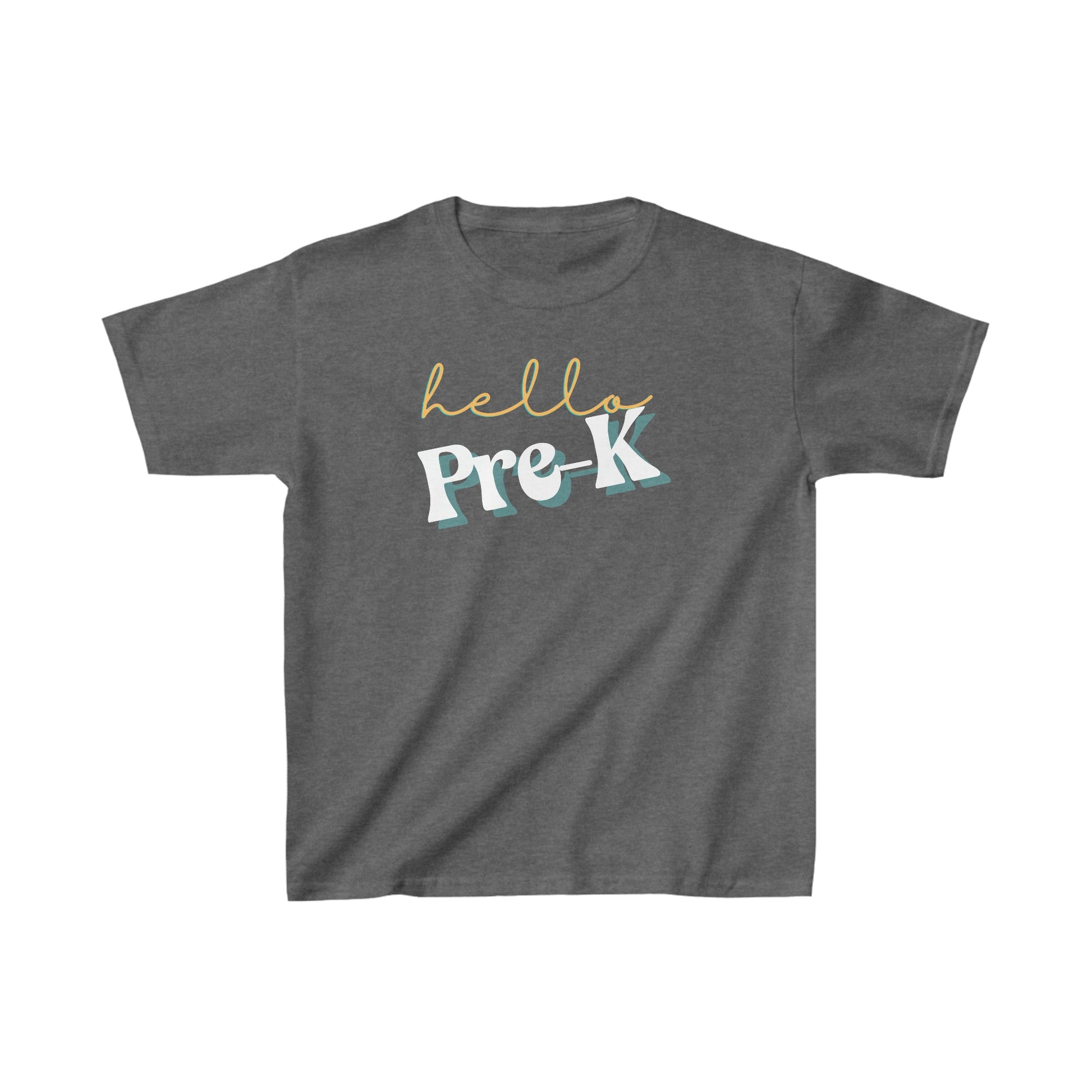 Kids clothes XS / Dark Heather Hello Pre-K | Retro | YOUTH Sizes | Cotton Tee