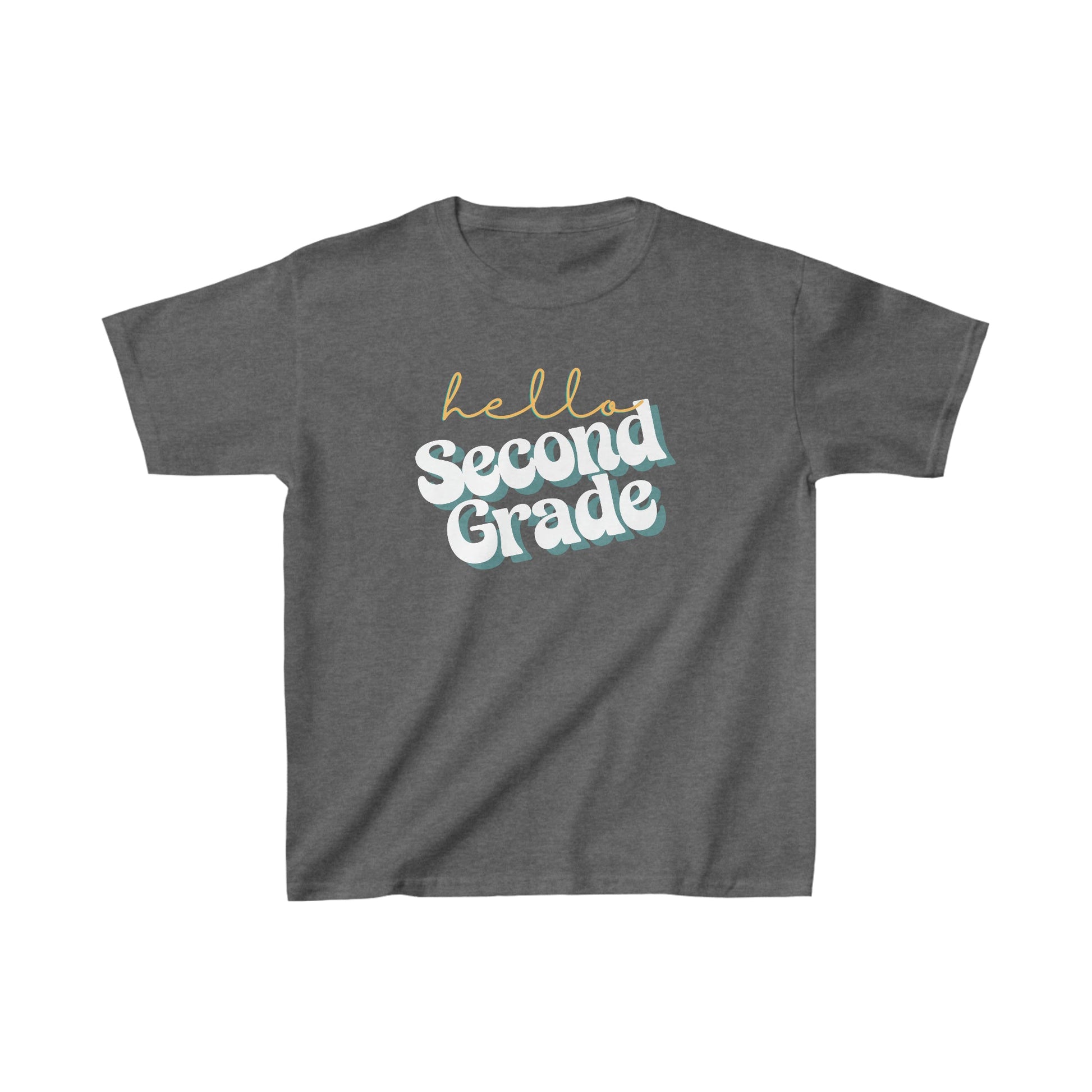 Kids clothes XS / Dark Heather Hello Second Grade | Retro | YOUTH Sizes | Cotton Tee