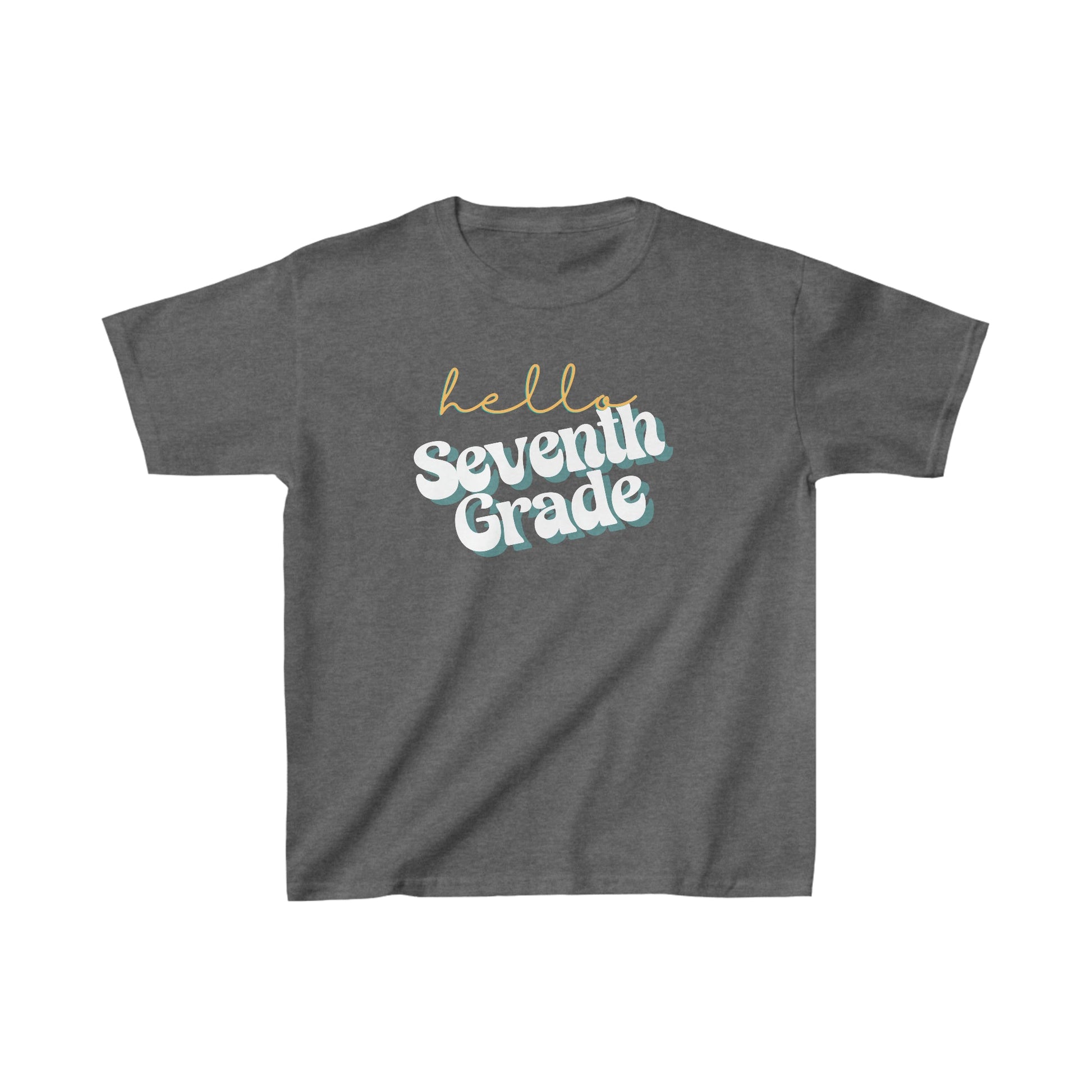 Kids clothes XS / Dark Heather Hello Seventh Grade | Retro | YOUTH Sizes | Cotton Tee