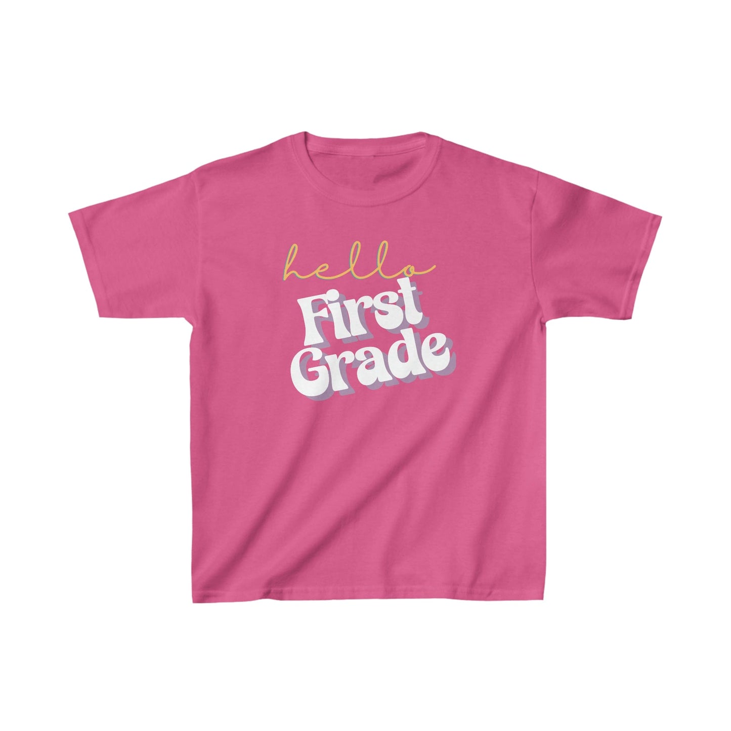 Kids clothes XS / Heliconia Hello First Grade | Retro | YOUTH Sizes | Cotton Tee