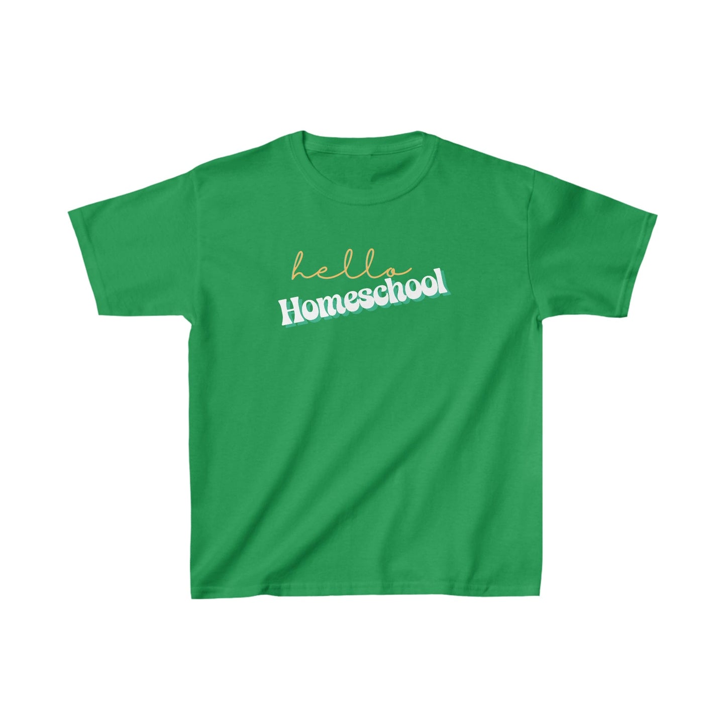 Kids clothes XS / Irish Green Hello Homeschool | Retro | YOUTH Sizes | Cotton Tee