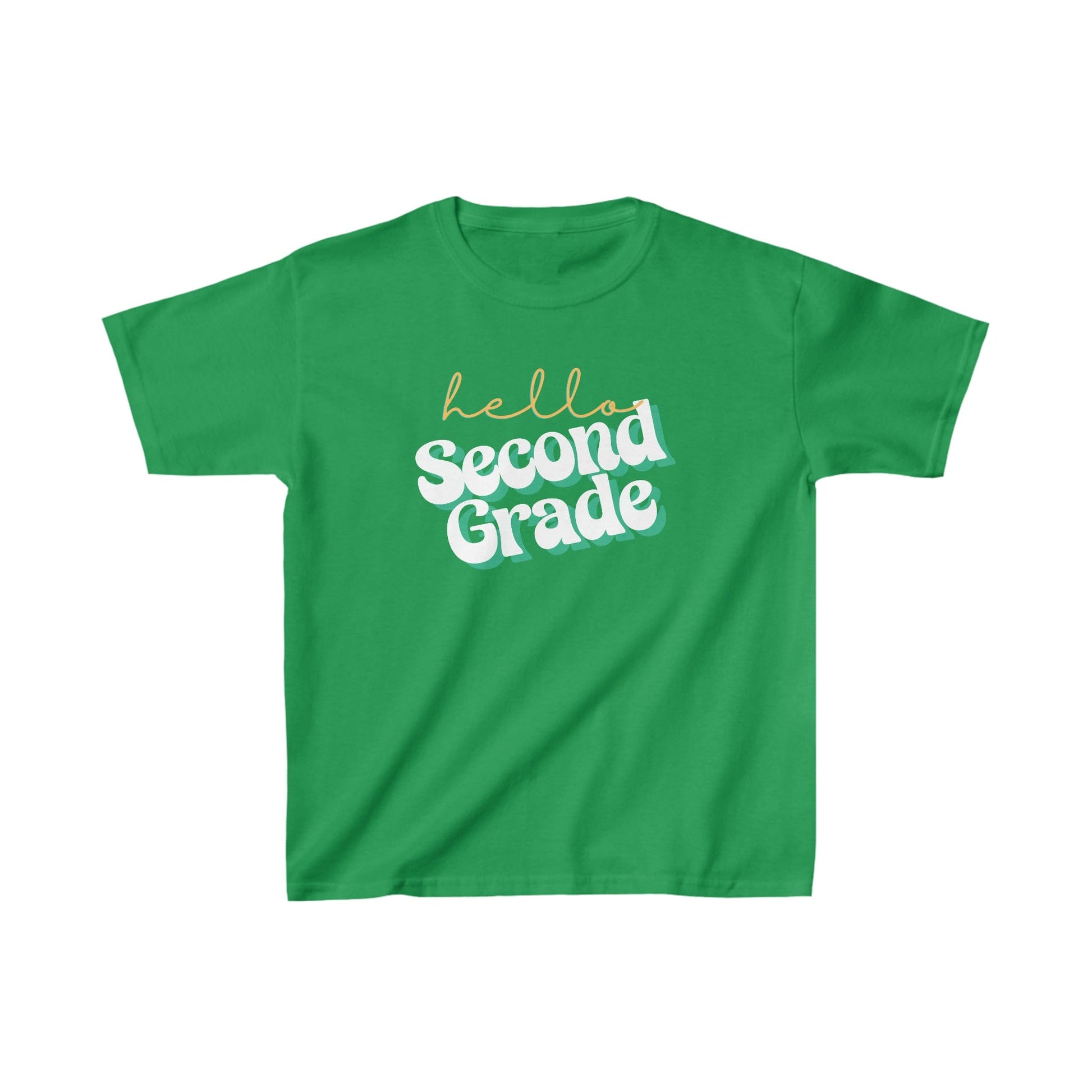 Kids clothes XS / Irish Green Hello Second Grade | Retro | YOUTH Sizes | Cotton Tee