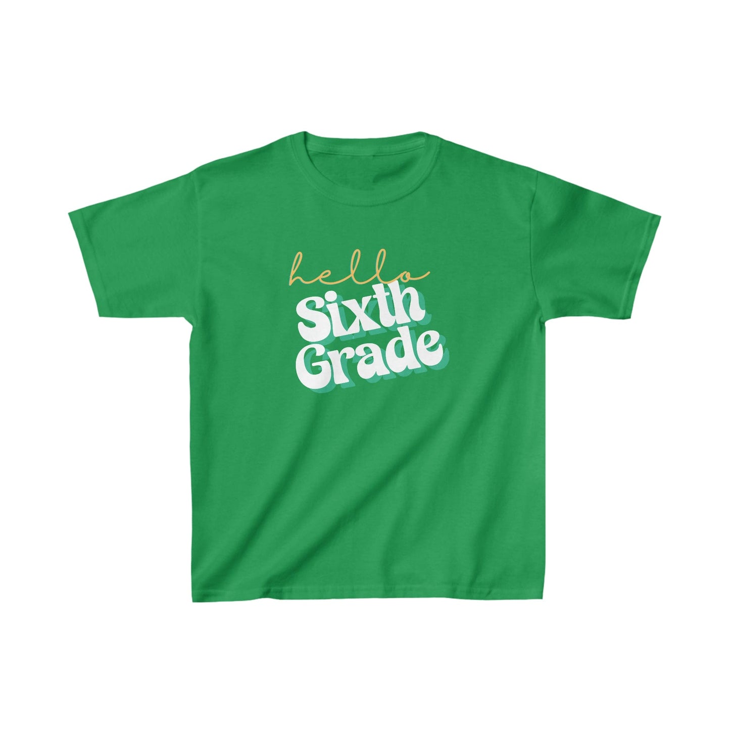 Kids clothes XS / Irish Green Hello Sixth Grade | Retro | YOUTH Sizes | Cotton Tee