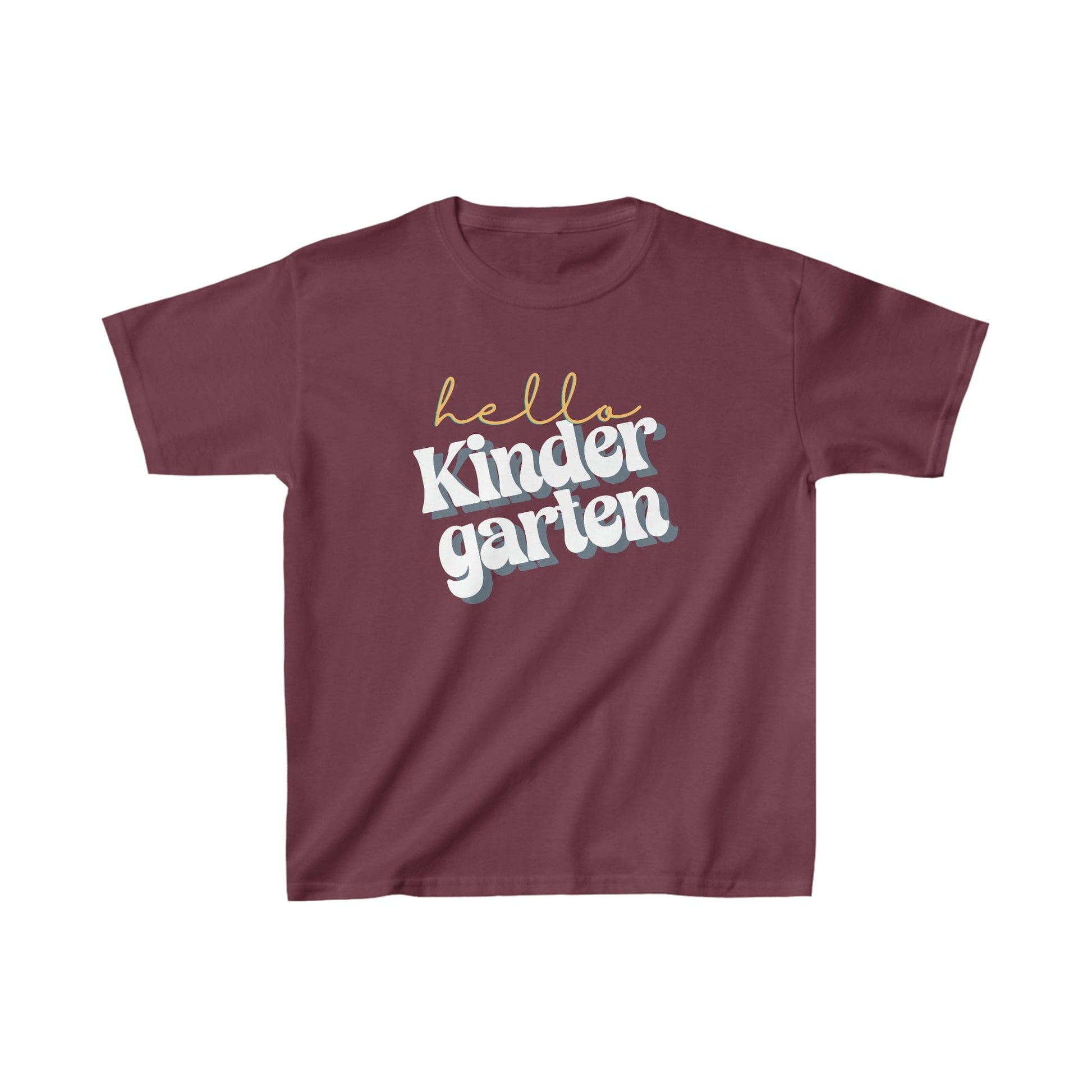 Kids clothes XS / Maroon Hello Kindergarten | Retro | YOUTH Sizes | CottonTee