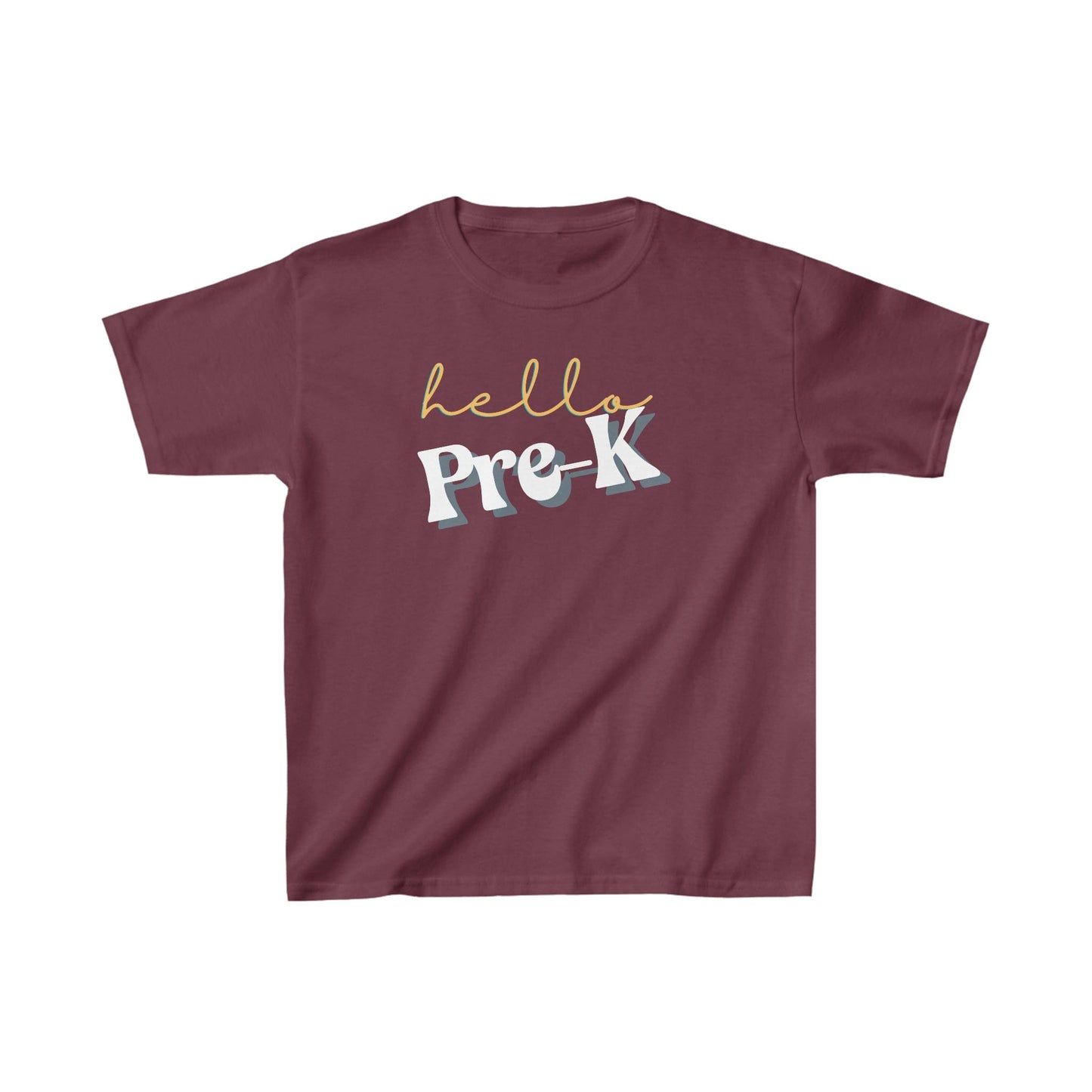 Kids clothes XS / Maroon Hello Pre-K | Retro | YOUTH Sizes | Cotton Tee