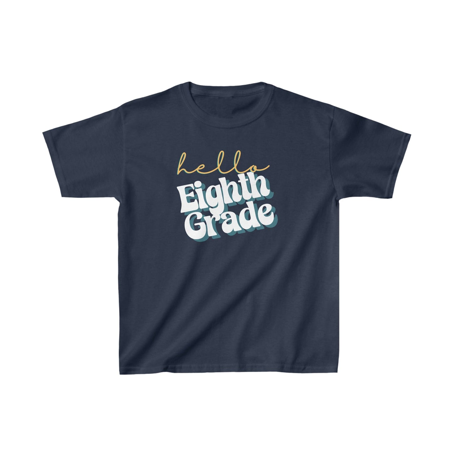 Kids clothes XS / Navy Hello Eighth Grade | Retro | YOUTH Sizes | Cotton Tee