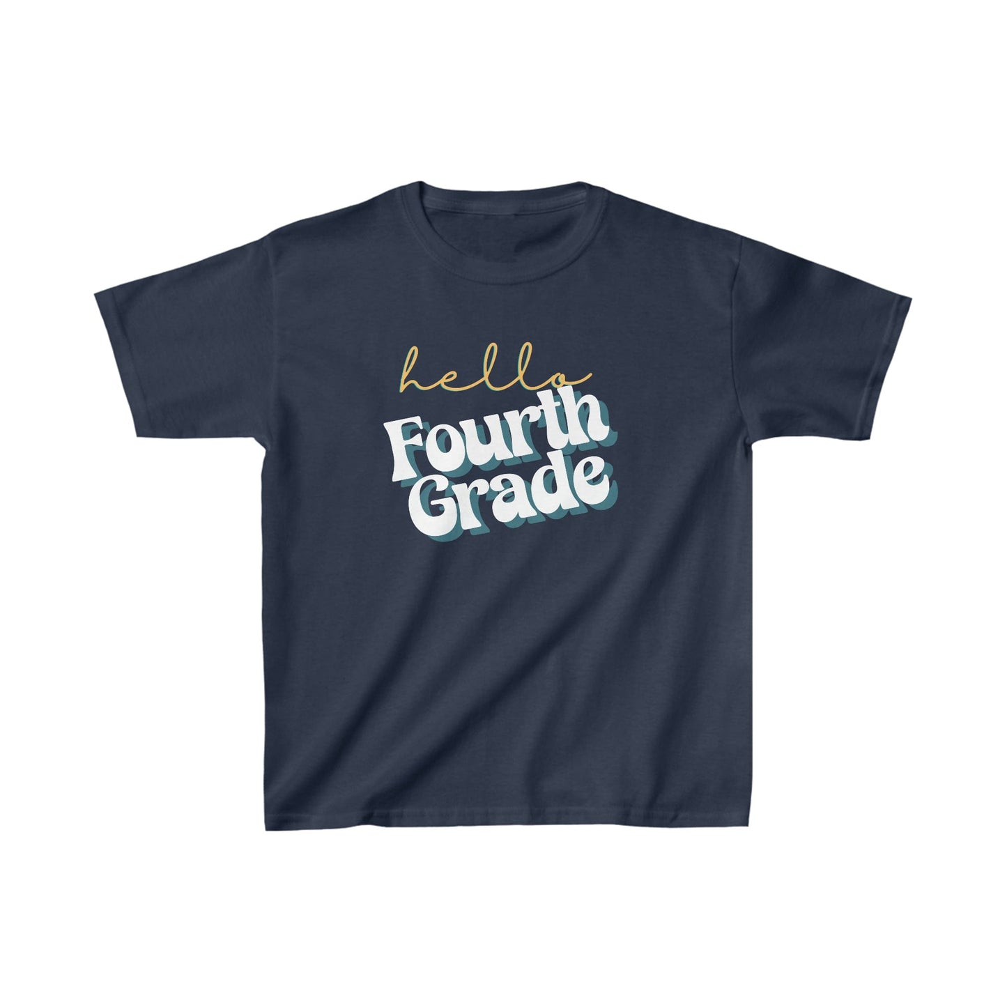 Kids clothes XS / Navy Hello Fourth Grade | Retro | YOUTH Sizes | Cotton Tee