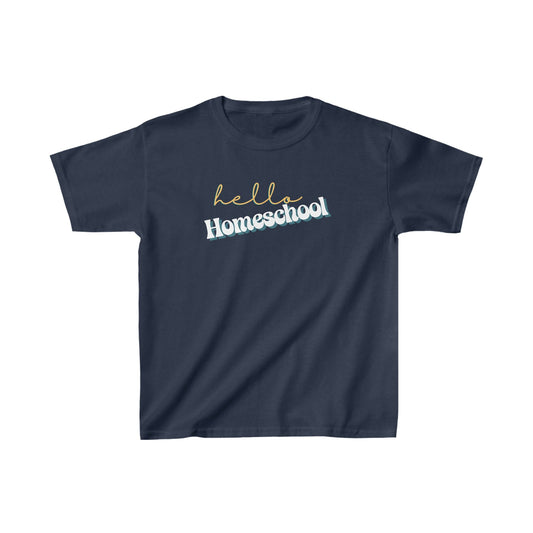 Kids clothes XS / Navy Hello Homeschool | Retro | YOUTH Sizes | Cotton Tee