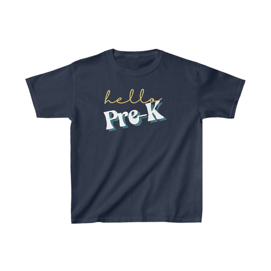 Kids clothes XS / Navy Hello Pre-K | Retro | YOUTH Sizes | Cotton Tee