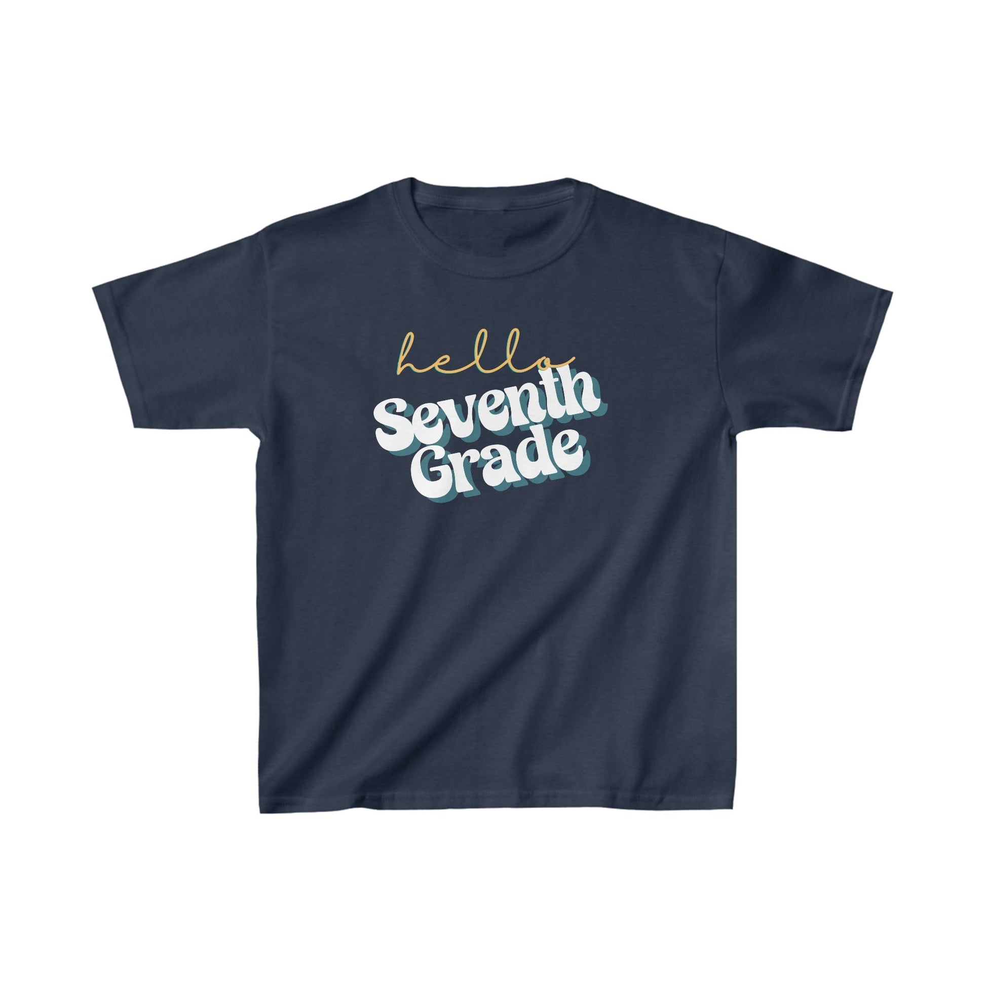 Kids clothes XS / Navy Hello Seventh Grade | Retro | YOUTH Sizes | Cotton Tee