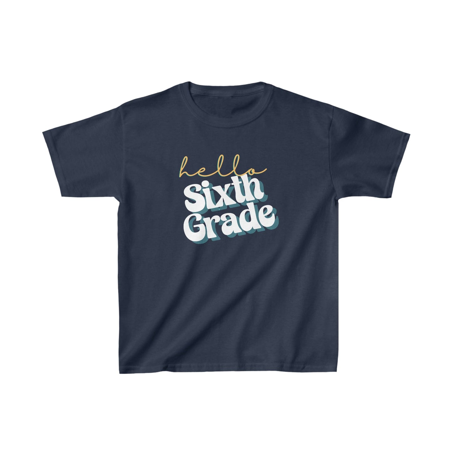 Kids clothes XS / Navy Hello Sixth Grade | Retro | YOUTH Sizes | Cotton Tee