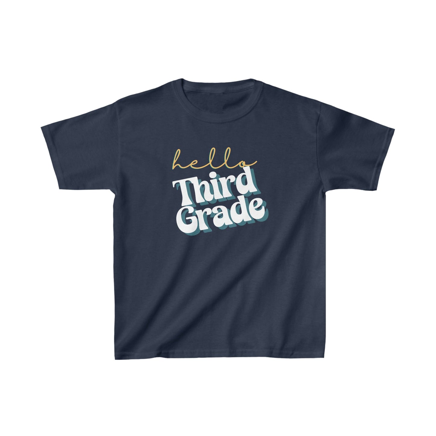 Kids clothes XS / Navy Hello Third Grade | Retro | YOUTH Sizes | Cotton Tee