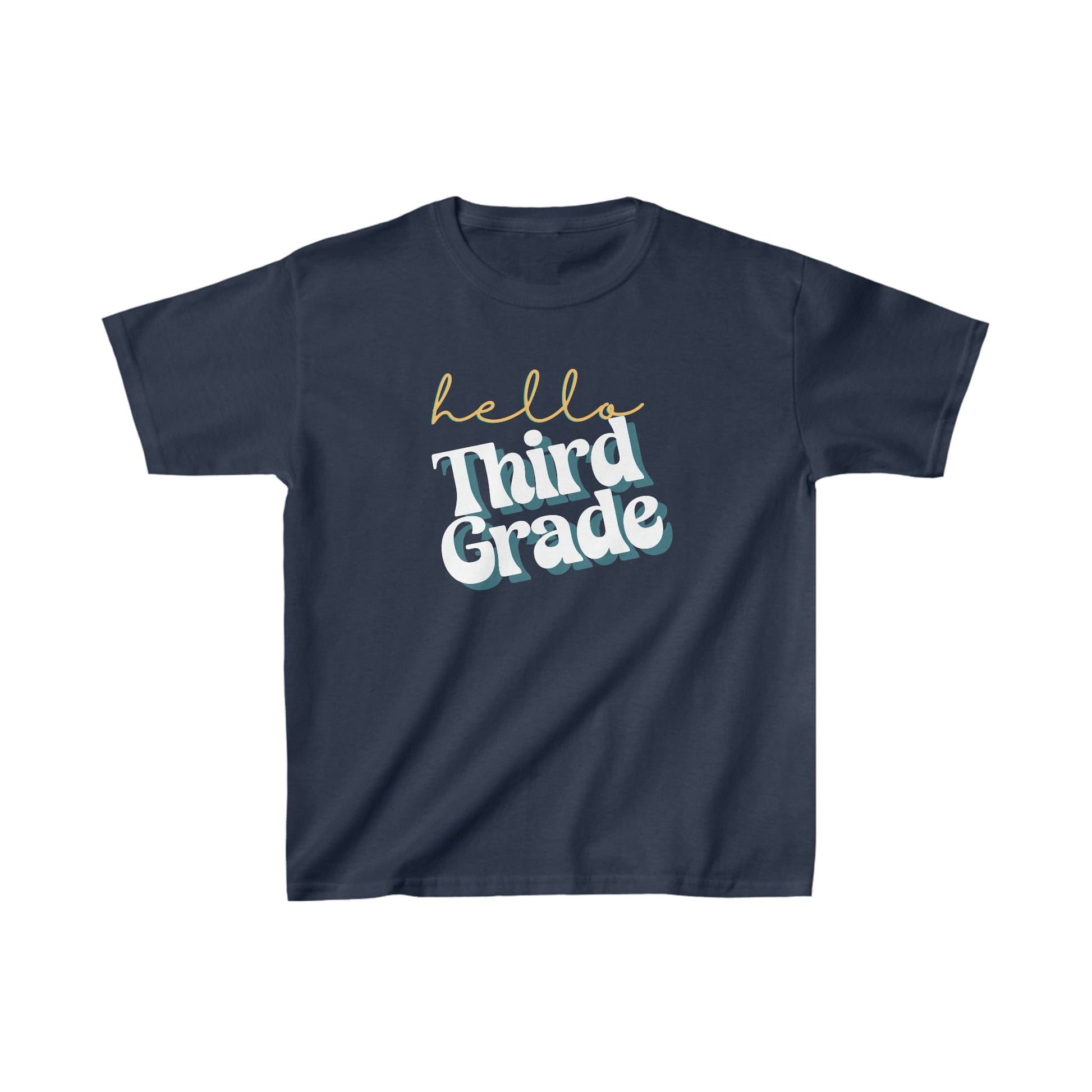 Kids clothes XS / Navy Hello Third Grade | Retro | YOUTH Sizes | Cotton Tee