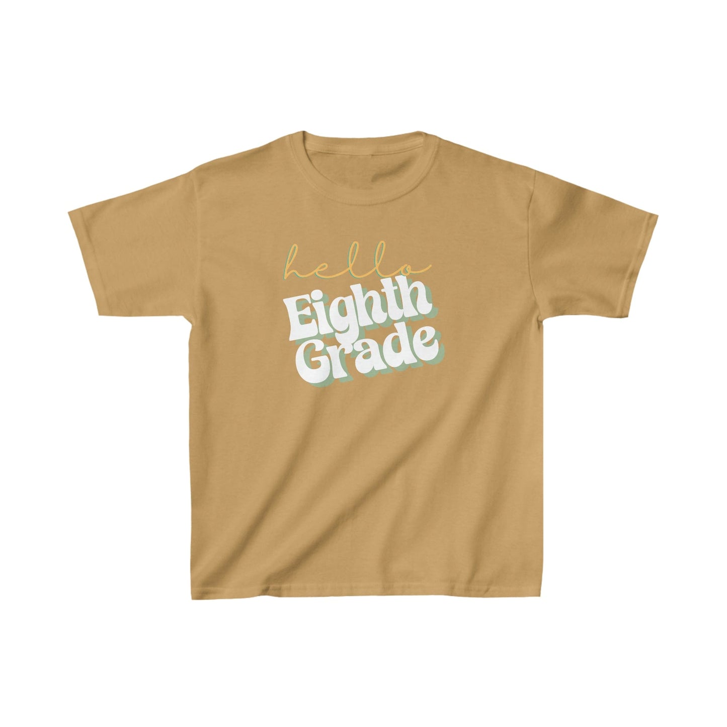 Kids clothes XS / Old Gold Hello Eighth Grade | Retro | YOUTH Sizes | Cotton Tee