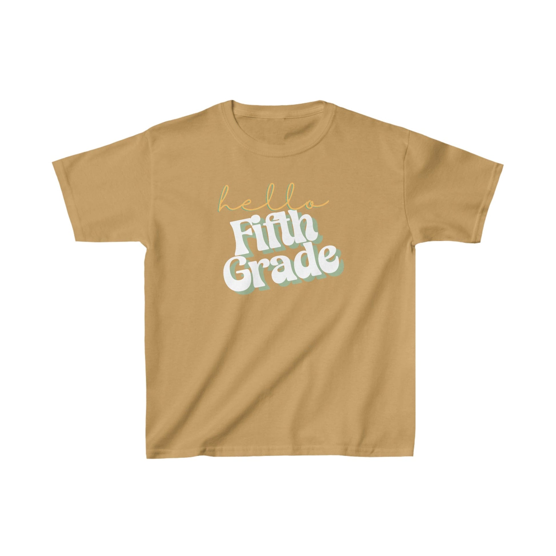 Kids clothes XS / Old Gold Hello Fifth Grade | Retro | YOUTH Sizes | Cotton Tee