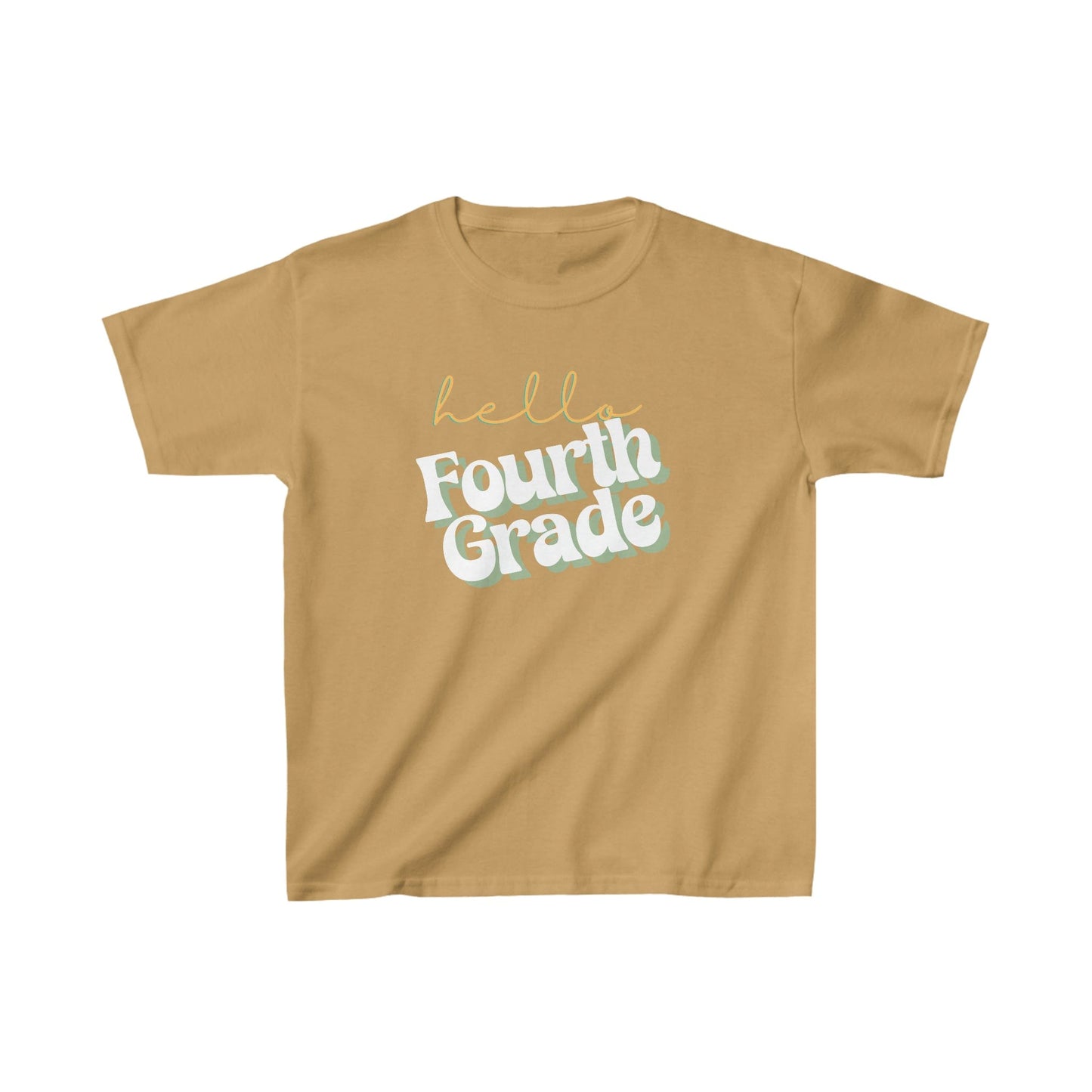 Kids clothes XS / Old Gold Hello Fourth Grade | Retro | YOUTH Sizes | Cotton Tee