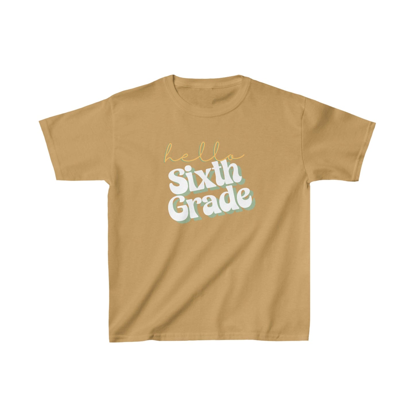 Kids clothes XS / Old Gold Hello Sixth Grade | Retro | YOUTH Sizes | Cotton Tee