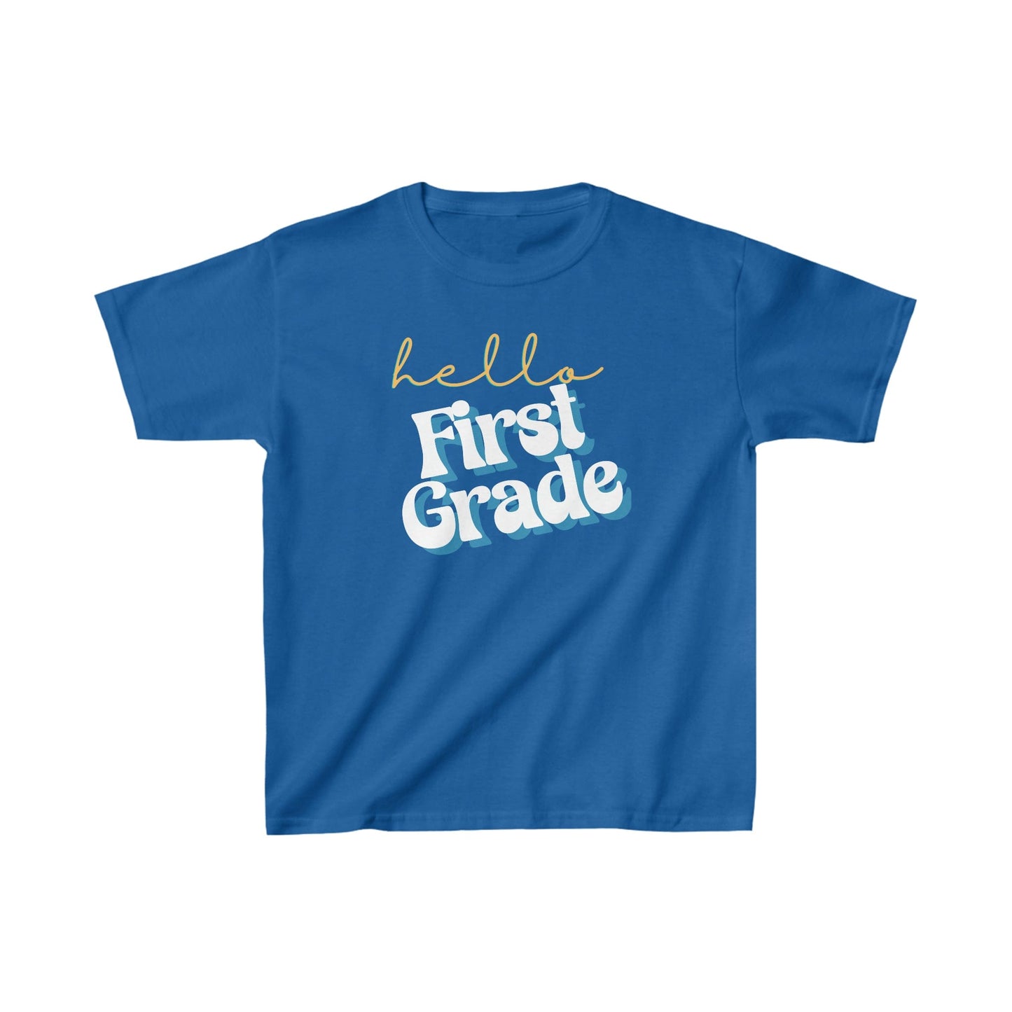 Kids clothes XS / Royal Hello First Grade | Retro | YOUTH Sizes | Cotton Tee